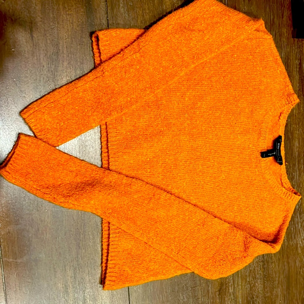 Autumn burnt Orange cropped crew neck sweater.